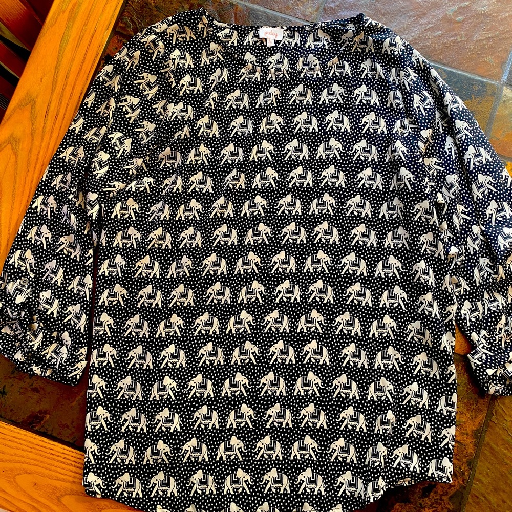 Cute sheer business casual blouse with elephants!